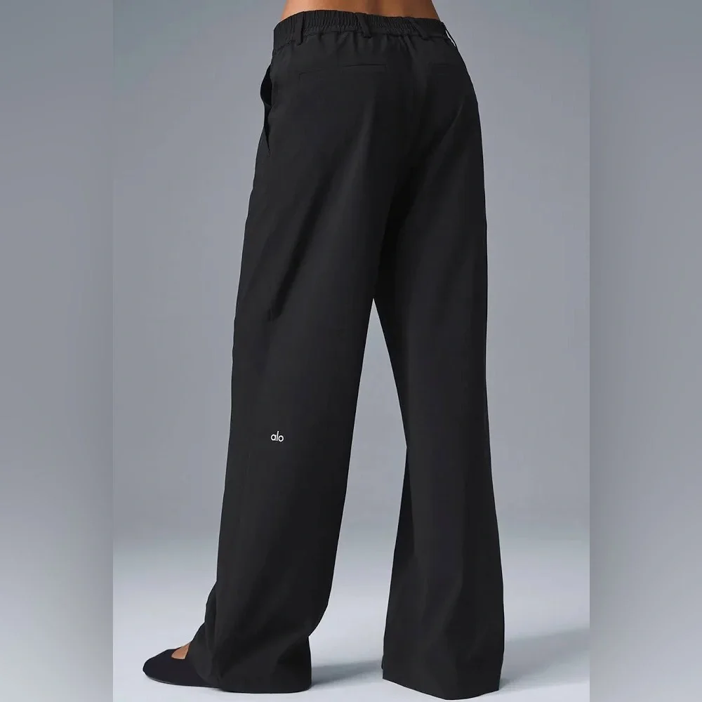 ALO Yoga Black Wide-Leg High-Rise Pants - Picture 5 of 16